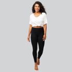 Hanes Ecosmart Women's High-waist Slim Straight Cotton Blend Shaping Leggings - Black