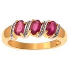 Journee Collection 1/2 Ct. T.w. Oval-cut Ruby Three Stone Prong Set Ring In 14k Goldplated Sterling Silver - Red,