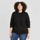 Women's Plus Size Crewneck Pullover Sweater - Ava & Viv Black X