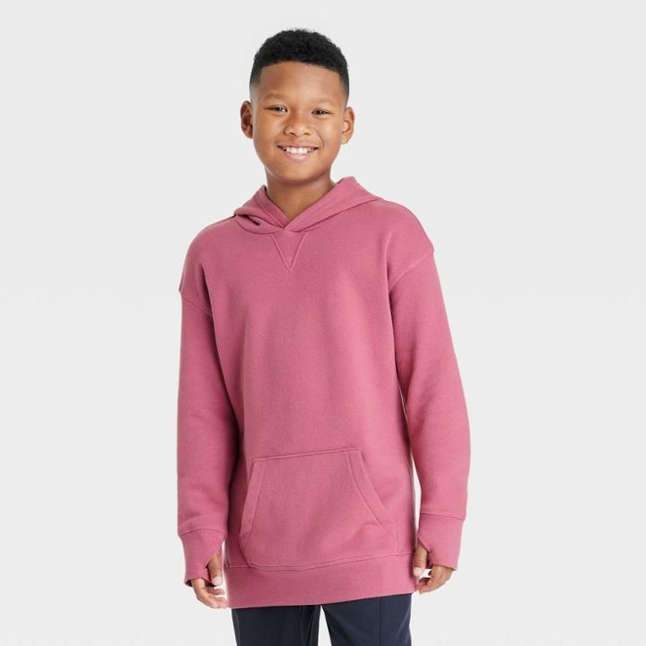 Boys' Fleece Hooded Sweatshirt - All In Motion Ruby Red