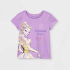 Toddler Girls' Disney Belle Enchantment Awaits Short Sleeve Graphic T-shirt - Purple 3t - Disney