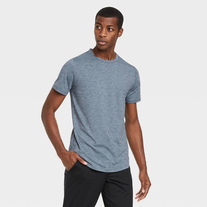 Men's Big & Tall Short Sleeve Soft Stretch T-shirt - All In Motion Navy Heather Xxxl, Blue Grey