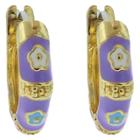 Target Ellen 18k Gold Overlay Enamel Flower Design Hoop Earrings - Lavender, Girl's