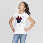 Mickey Mouse Girls' Minnie Mouse Flip Sequin Star Burst Short Sleeve T-shirt - White