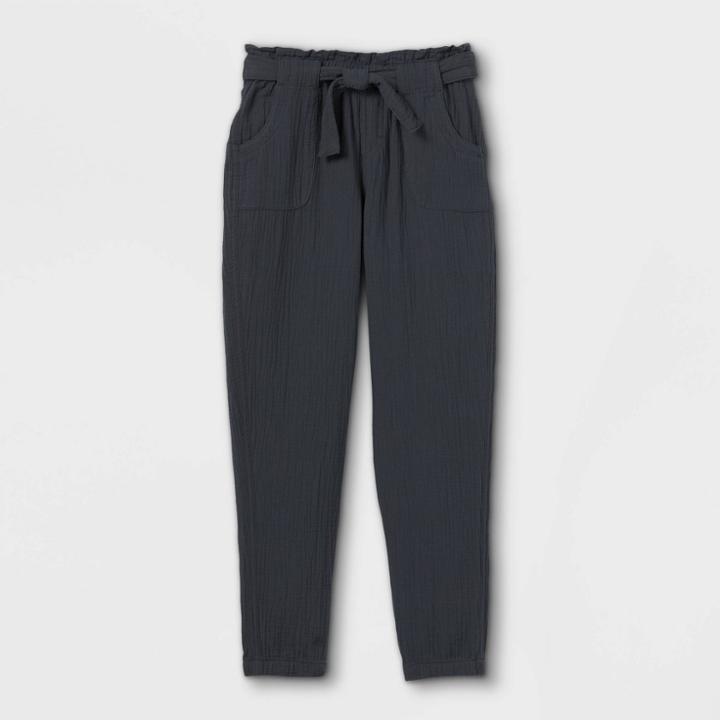 Girls' Gauze Tie Waist Pants - Cat & Jack Dark Gray