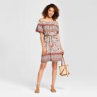 Women's Tie Waist Off The Shoulder Dress - Knox Rose Ivory Print