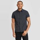 Men's Standard Fit Textured Short Sleeve Button-down Shirt - Goodfellow & Co Dark Blue