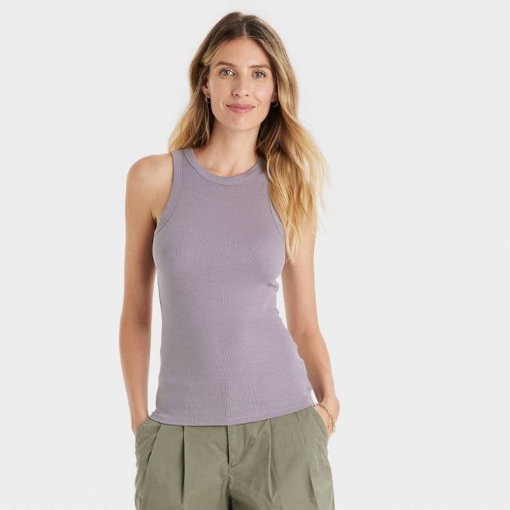 Women's Ribbed Tank Top - A New Day Dark Purple