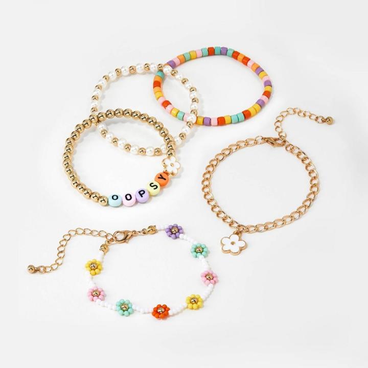 Girls' 5pk Mixed 'oopsy' Daisy Mixed Bracelet Set - Art Class , One Color