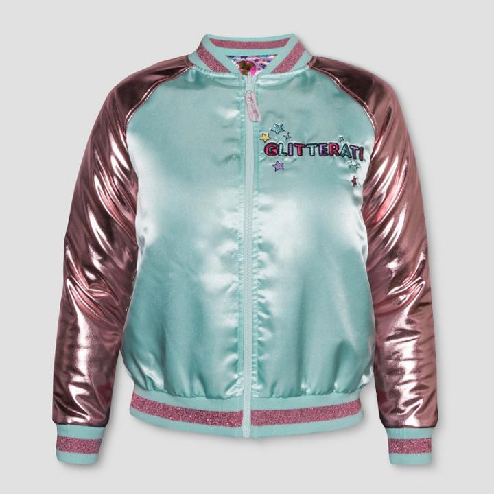 Plus Size Girls' L.o.l. Surprise! Glitterati Reversible Bomber Jacket - Aqua