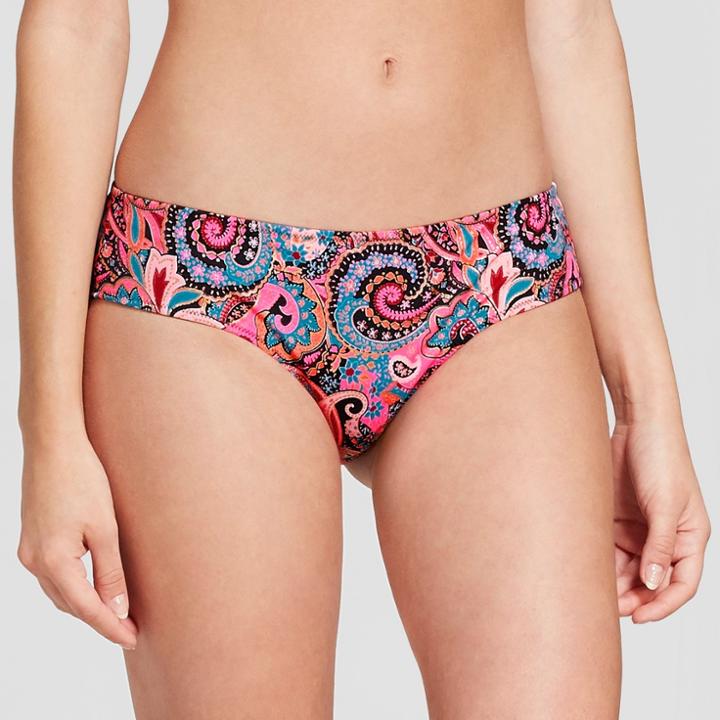 Women's Sun Coast Ruffle Cheeky Bikini Bottom - Shade & Shore Black Paisley