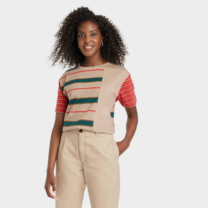 Houston White Adult Short Sleeve T-shirt - Tan Multi