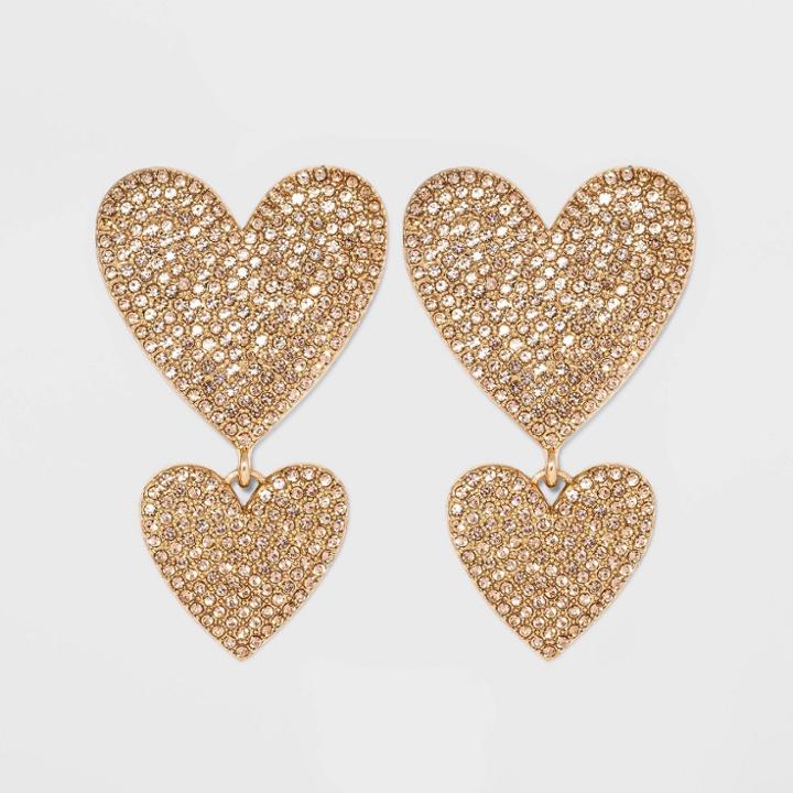 Sugarfix By Baublebar Crystal Heart Drop Earrings - Blush