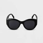 Women's Oversized Oval Sunglasses - A New Day Black