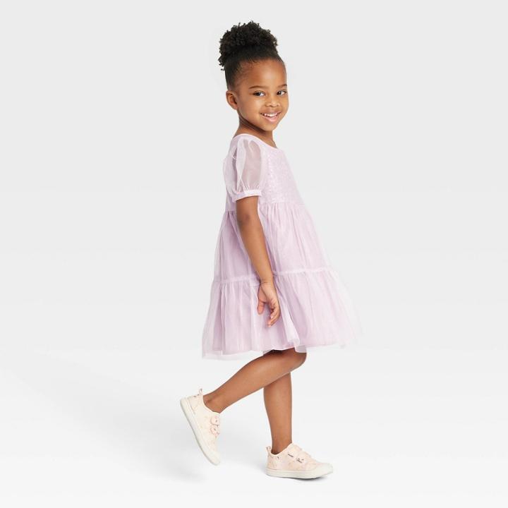 Toddler Girls' Polka Dots Tulle Dress - Cat & Jack Purple