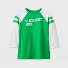 Kids' 3/4 Sleeve 'luckiest Kid' Baseball T-shirt - Cat & Jack Green