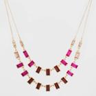 Baguette Stone Charm Layered Necklace - A New Day Burgundy