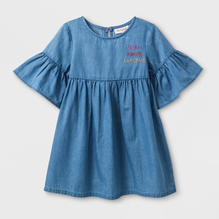 Toddler Girls' Short Sleeve Dress - Cat & Jack Light Denim