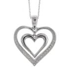 Distributed By Target 1/10 Ct.t.w Round-cut White Diamond Pave Set Double Heart Pendant - White