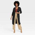 Women's Long Sleeve Button-front Sweater Dress - A New Day Black
