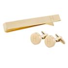 Cathy's Concepts H Personalized Round Cuff Link And Tie Clip Set Gold,