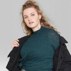 Women's Plus Size Long Sleeve Boxy Mock Neck - Wild Fable Green