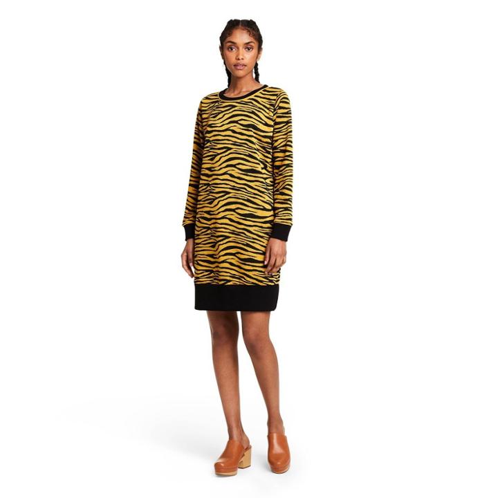 Women's Animal Print Long Sleeve Dress - Victor Glemaud X Target Dark Gold Xxs