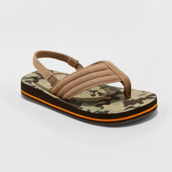 Toddler Boys' Pepin Flip Flop Sandals - Cat & Jack Camouflage S (5-6), Toddler Boy's, Size: Small