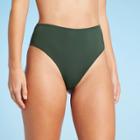 Women's High Leg High Waist Cut Out Detail Bikini Bottom - Shade & Shore Olive Green
