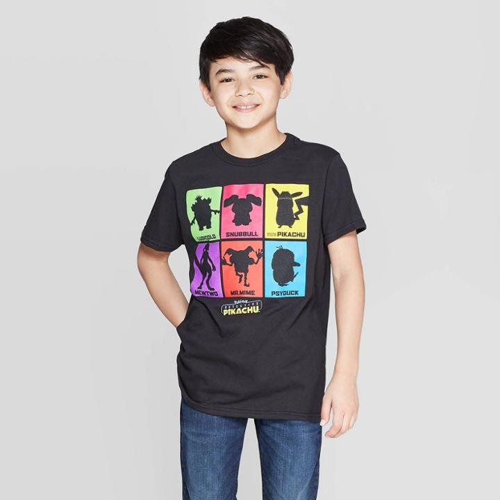 Boys' Pokemon Detective Pikachu Suspects Short Sleeve T-shirt - Black