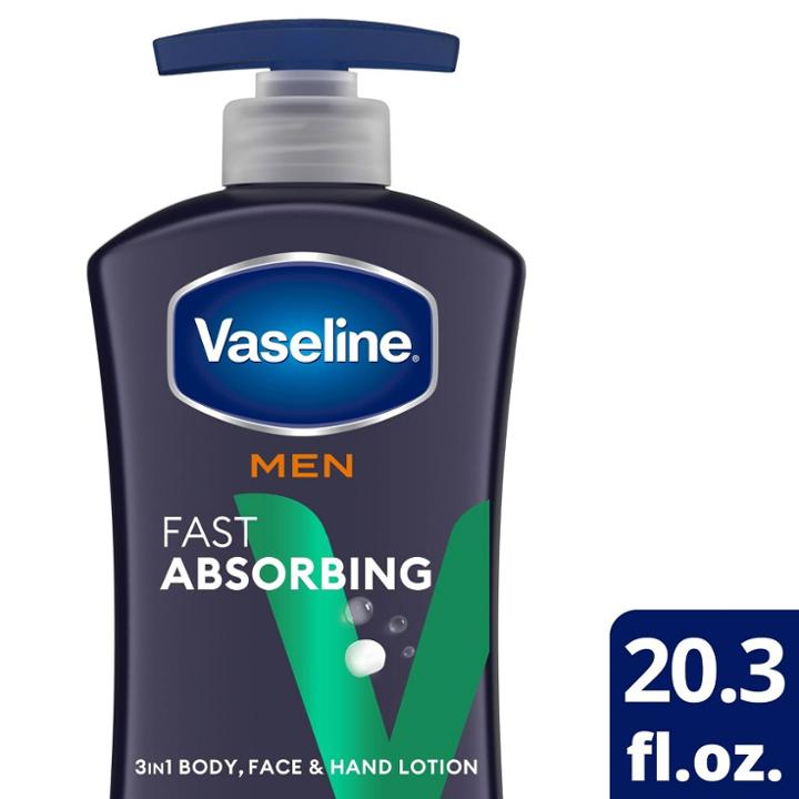 Vaseline Men Fast Absorbing Moisture 3-in-1 Body, Face & Hands Pump Lotion