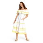 Women's Ric Rac Off The Shoulder Dress - Lisa Marie Fernandez For Target White/yellow Xxs