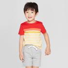 Toddler Boys' Striped Short Sleeve T-shirt - Cat & Jack Yellow/red