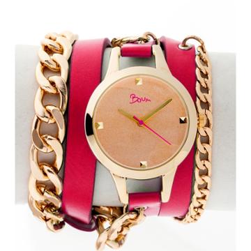 Boum Emballage Ladies Multi-wrap Bracelet Watch - Pink, Neon Pink
