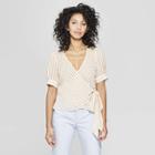 Women's Striped Wrap Blouse - A New Day White/cream