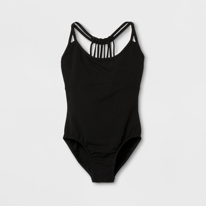 Danshuz Toddler Girls' Empire And Princess Seamed Front Detail, Harness Back Tank Leotard - Black 8-10,