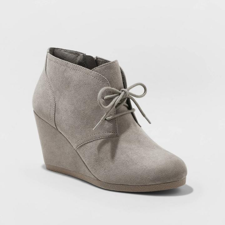 Women's Bessie Microsuede Wedge Bootie - Universal Thread Gray