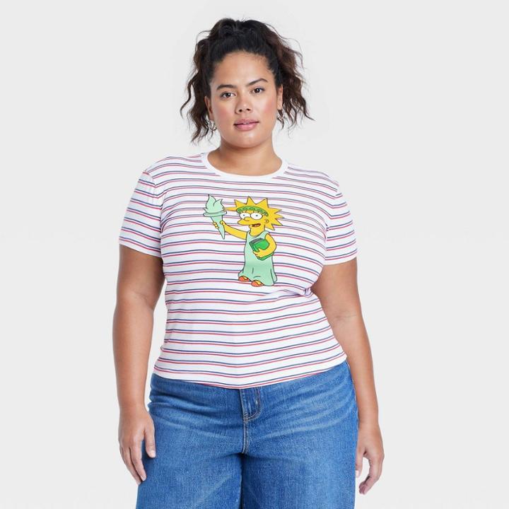 The Simpsons Women's Statue Of Lisa Plus Size Babydoll Short Sleeve T-shirt - 1x, One Color