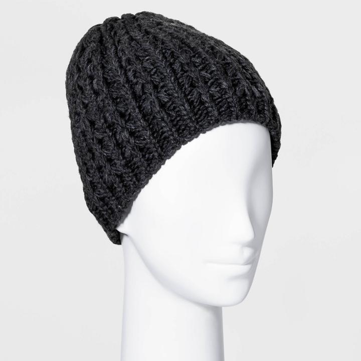 Women's Hand Knit Lined Beanie - Universal Thread Black