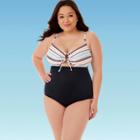 Women's Plus Size Slimming Control Drawstring Cut Out One Piece Swimsuit - Beach Betty By Miracle Brands Red 1x, Women's,
