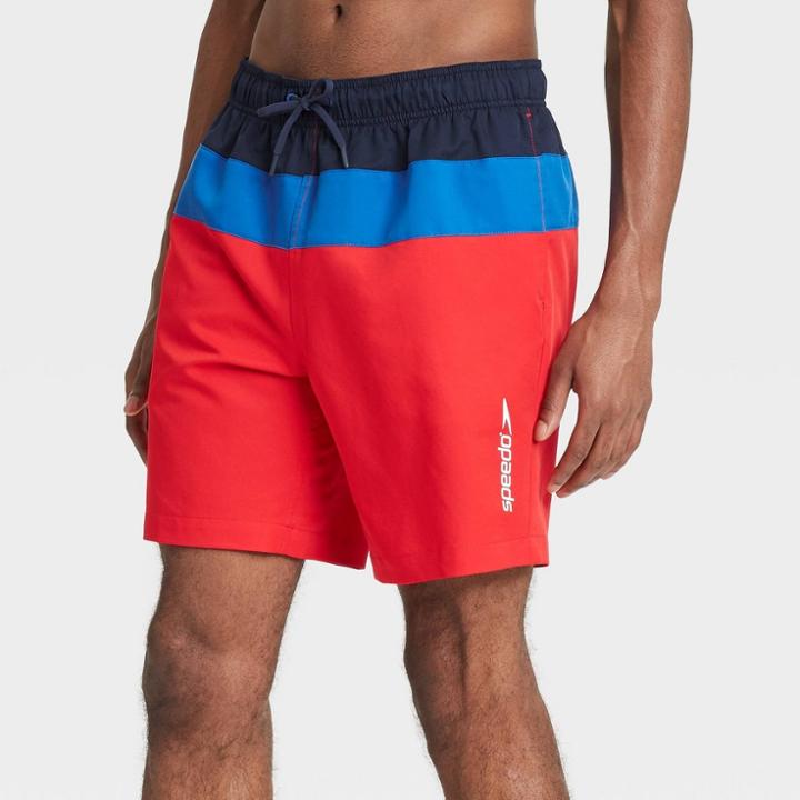 Speedo Men's 8 Swim Trunks - Navy/red