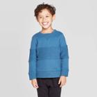Toddler Boys' Specialty Knit Fleece Pullover Sweatshirt - Cat & Jack Blue 12m, Toddler Boy's