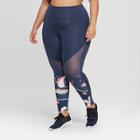 Women's Plus Size Floral Print Leggings - Joylab Navy