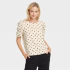 Women's Puff Elbow Sleeve Sweatshirt - Who What Wear Cream Polka Dot Xs, Ivory Polka Dot
