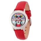 Disney Girls' Minnie Mouse Stainless Steel Case With Glitz Watch - Red