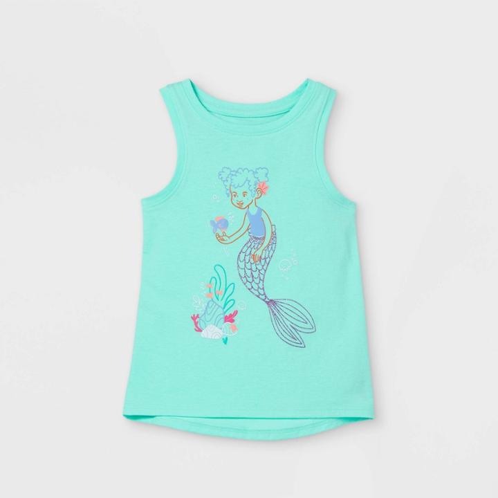 Toddler Girls' Glitter Mermaid Graphic Tank Top - Cat & Jack
