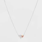 No Brand Silver Plated 'mom' Double Heart Two-tone Metal Cubic Zirconia Station Necklace - Rose Gold