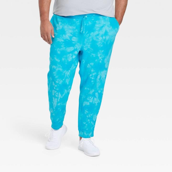 Men's Big French Terry Athletic Pants - All In Motion Aqua Blue