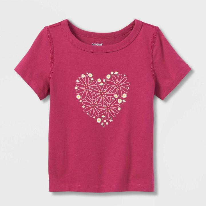 Toddler Adaptive Short Sleeve Graphic T-shirt - Cat & Jack Dark Pink