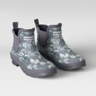 Smith & Hawken Rubber Ankle Rain Boots Size 7 Floral Gray -